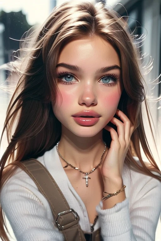 (best quality, 8k, photorealistic:1.5), (solo, one girl:1.5),(shine a bright light on women),(ultimate beautiful girl),(shiny skin),(oily skin),(long hair:1.3),(cool beauty:1.5),(Blush brown makeup),(use pink glossy lipstick),(big beady eyes girl:1.5),(droopy eyes girl:1.5),(Big Eyes),(baby face),(healthy body),(sweet smelling girl),(virgin girl),chuuChloe,(impressive eyes),(clean girl),(cute),(relaxing time),(compassion),(impurity),(love filled),(No love experience),(ager:1.2),(Lovely),(university student:1.5),(bashful:1.5)