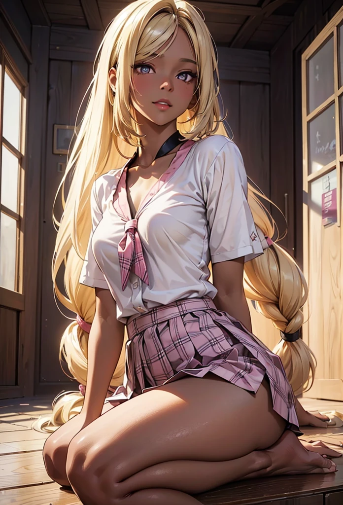 Melancholy lighting, Take it easy, calm, shine, masterpiece, best quality, 1 girl, (JinxLol: 1.2), (ultra photorealistic: 1.3), (masterpiece: 1.4), best quality, ((realistic)), high quality, Ultra Detailed, ((real image)), ((realistic skin)), ((realistic face)), (illustration: 1.05), (beautiful: 1.05), (beautiful detailed eyes: 1.05), (cinematic light: 1.1), full body, accurate proportions, 25-year old girl, CURVY model (wearing cute colorful Japanese schoolgirl outfit :1.7), (exposing big boobs:1.8),(sitting in a chair:1.6), (classroom surroundings:1.7), (spreading her legs:1.7), DOUBLE waves, BLOND hair fluttering in the wind, long legs, slightly open feet, butt, blushing, shyness, clavicle, abs, double texture, beautiful and delicate face, fair skin, real skin, (face detail), couples, super high res, 8k, parameters Best quality, masterpiece, super high res, (Realistic 2.0), more details, detailed skin, wide smile, white teeth, VOLUMINOUS GINGER BLONDIE hair, perfect and well-drawn eyes, girlfriend, cute, pretty, studio illumination, (((PERFECT EVEN EYES:1.3)))