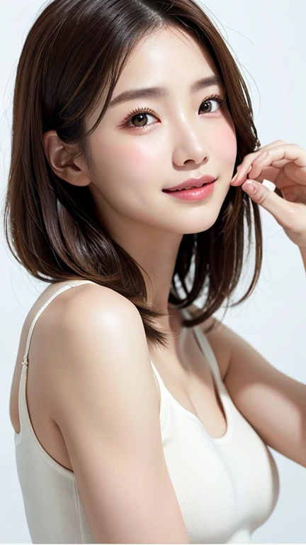 ((highest quality, 8K, masterpiece: 1.3)), 1 girl, The beauty of slim abs: 1.3, (hairstyle casual, big breasts: 1.2), dress: 1.1, super fine face, delicate eyes, double eyelid, smile, Home