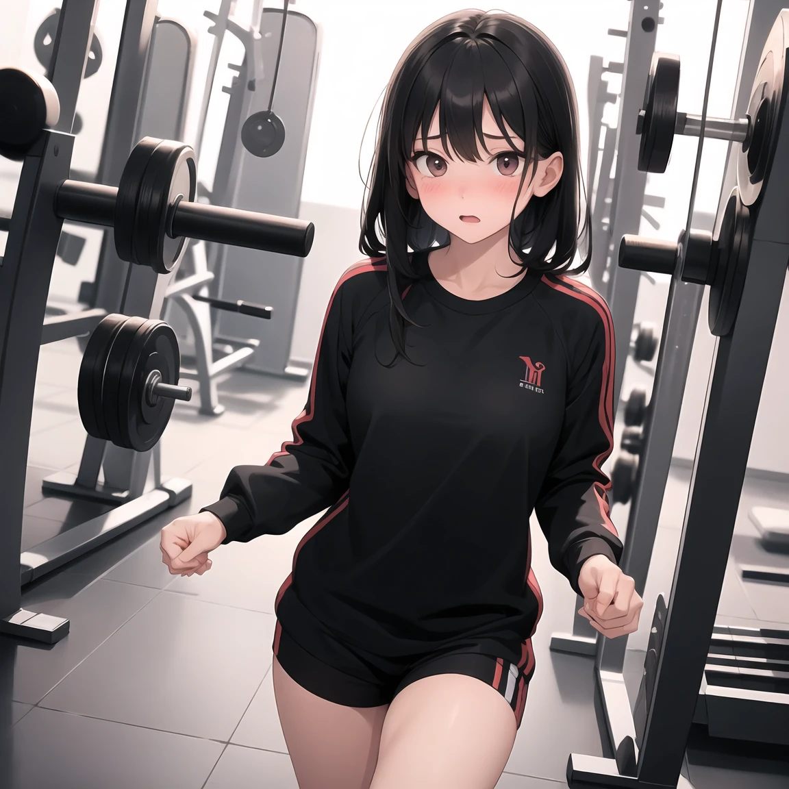 Tohsaka_rin, gym_clothes, sports_bra, split_shorts