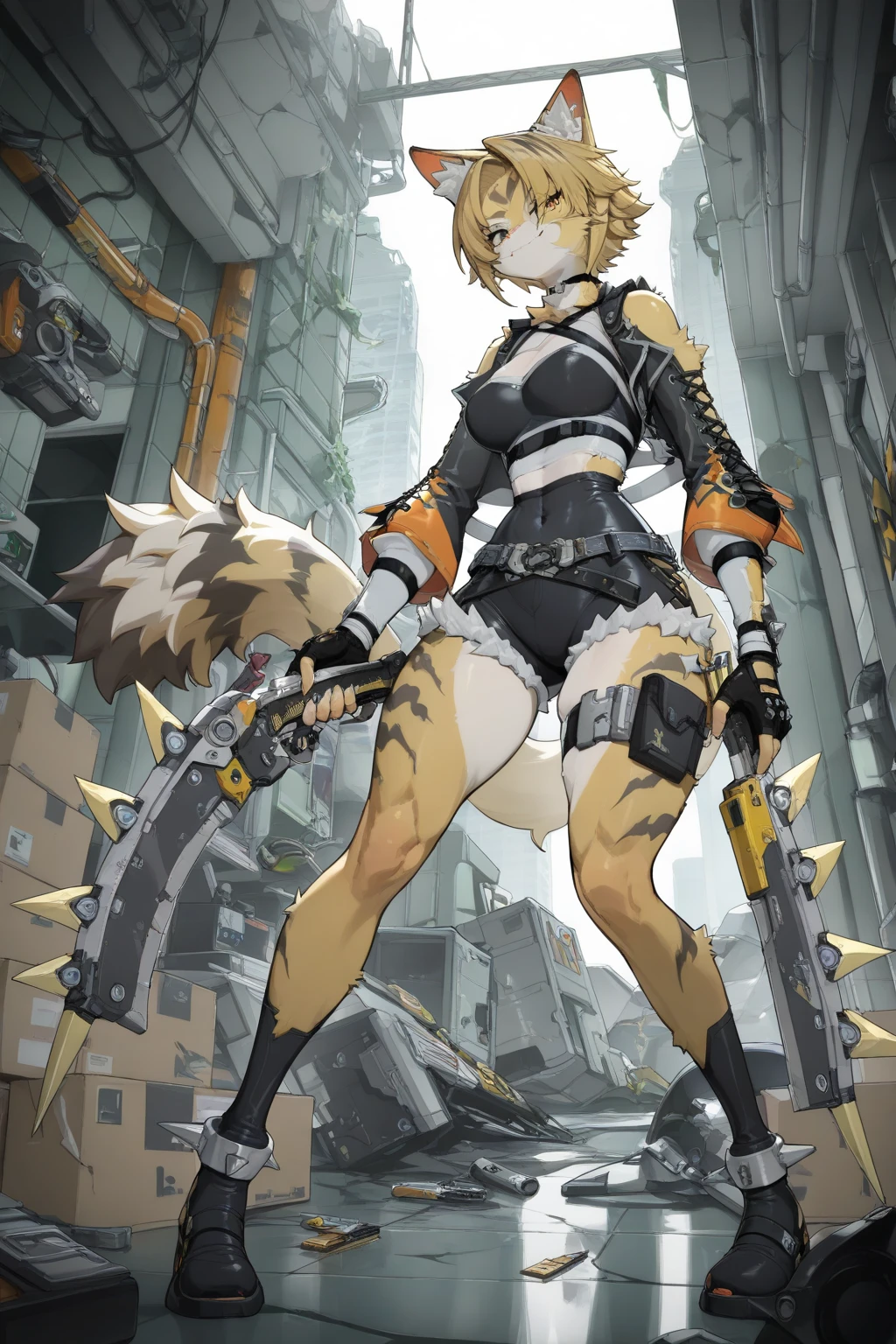 Robot Woman、two arms、4 legs、quadrupedal walking、delicate、delicate face、flat chest、Futuristic costume、future world、Super high quality