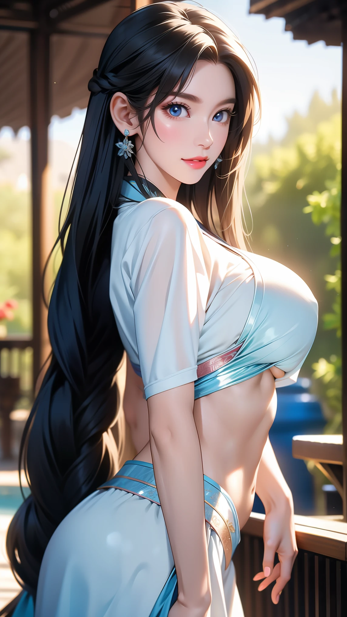 ((Best Quality, 8k, Masterpiece: 1.3)), Focus: 1.2, Perfect Body Beauty: 1.4, Buttocks: 1.2, ((Layered Haircut)), (Wet Clothes: 1.1), (Rain, Street:1.3), (Breasts: 1.2), (Hanfu: 1.2), Bare Shoulders, Bare Legs, Highly Detailed Face and Skin Texture, Fine Eyes, Double Eyelids, Whitened Skin, Long Hair, (Shut Up: 1.5), (Bokeh Background: 1.5), Big Breasts