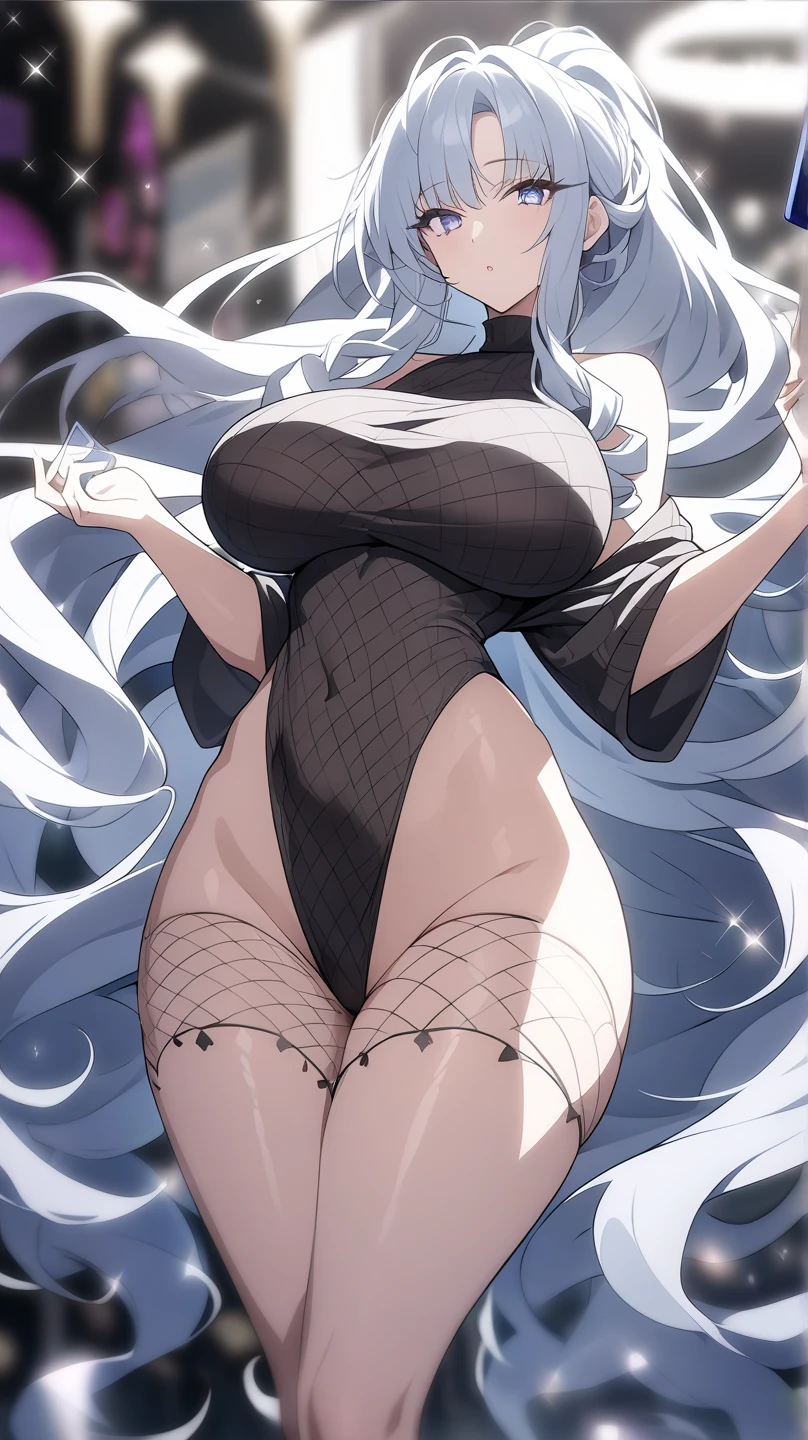 Monochrome, 1girl, white hair, blunt bangs, sidelocks, ponytail, glasses, blue eyes, black background, under boob, barefoot,