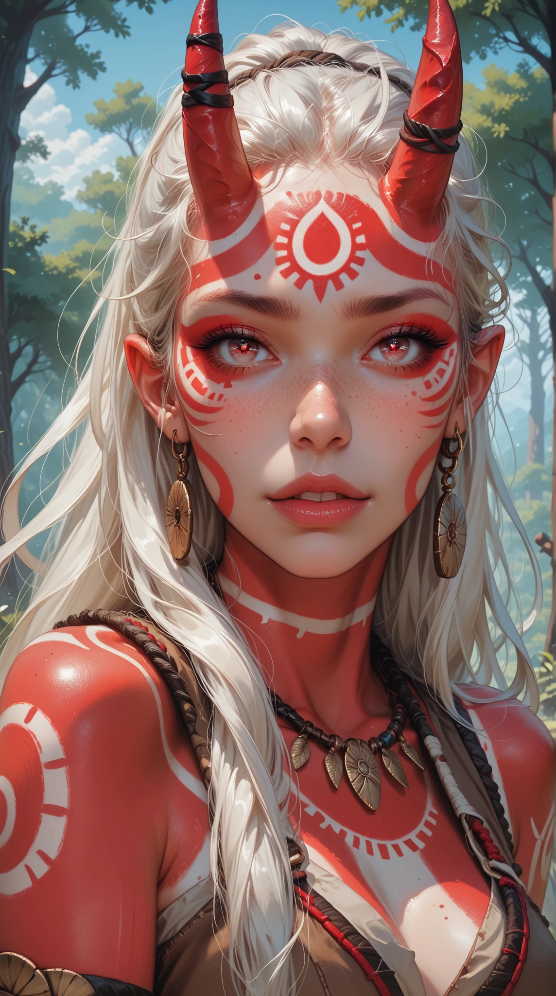 Retrato de uma garota de 18 anos sorrindo de bone, afro Americana olhos grandes verdes boca carnuda com batom vermelho, brinco , sweaty skin with imperfections,tatuada, hair with braids and blonde bangs, detalhes intricados ( 8k super realista)