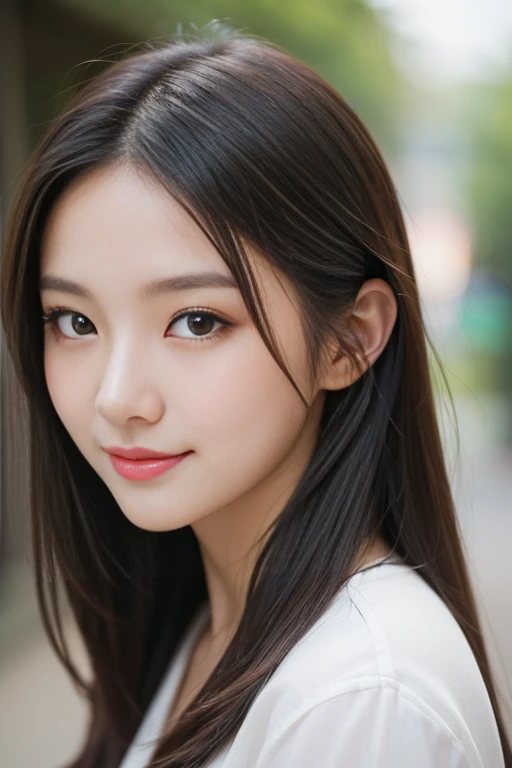 RAW photo, face portrait photo of beautiful 21 y.o woman, cute face, wearing black dress, happy face, hard shadows, cinematic shot, dramatic lighting