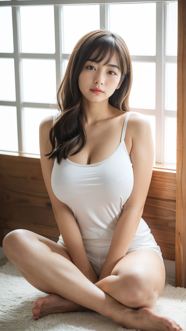(Photoreal: 1.4), (Hyper-realistic: 1.4), (Realistic: 1.3), (Smooth lighting: 1.05), (Improved cinematic lighting: 0.9), 32K, 1 girl, 20 year old girl, Realistic lighting, Backlight, Face Light, raytrace, (Whitening light: 1.2), (Image enhancement: 1.4), ( Top quality real skins: 1.4), Narrow eyes, Fine face, Narrow eyes, (Body Line Mood Increase: 1.1), Oversized breasts, Big, (Skin Texture Enhancement Beauty: 1.1), volley, thighs thighs thighs thighs, Protruding , Crotch