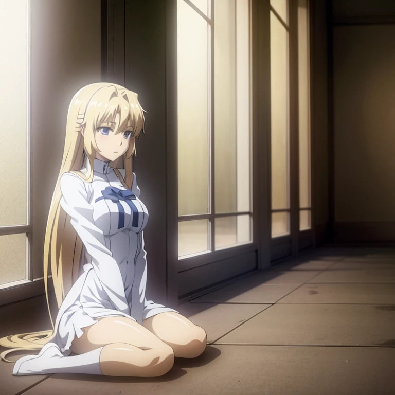 1girl and 1boy, alice zuberg, sword art online, ((straddling, panties)), looking at viewer, indoor, masterpiece, best quality, very aesthetic, absurdres, cinematic still, emotional, harmonious, vignette, highly detailed, high budget, bokeh, cinemascope, moody, epic, gorgeous, film grain, grainy