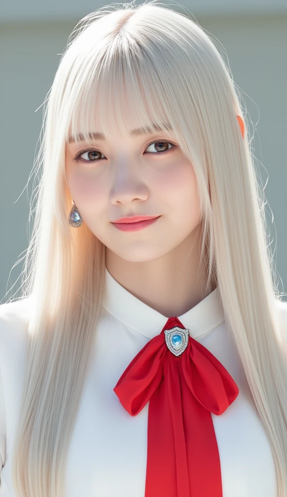 Anime girl white long hair and red eyes