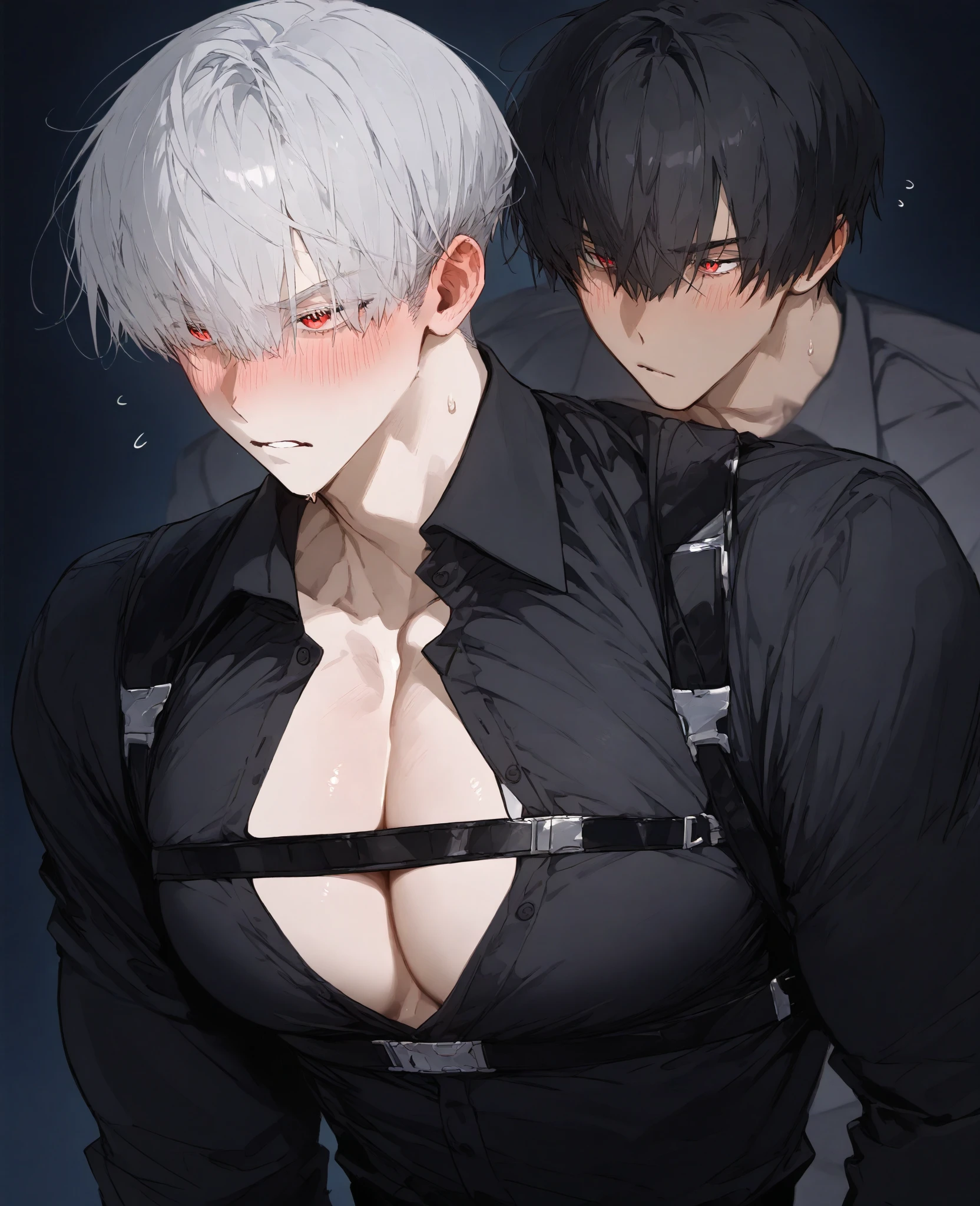 (Highest quality, 8k, masterpiece :1.3),2b,nier:Automata, One woman,,Gray Hair,nsfw,Blindfold,Voluptuous body,Full Nelson Pose,Being held in a bear hug by a man,Sex with an invisible man,M-shaped legs,