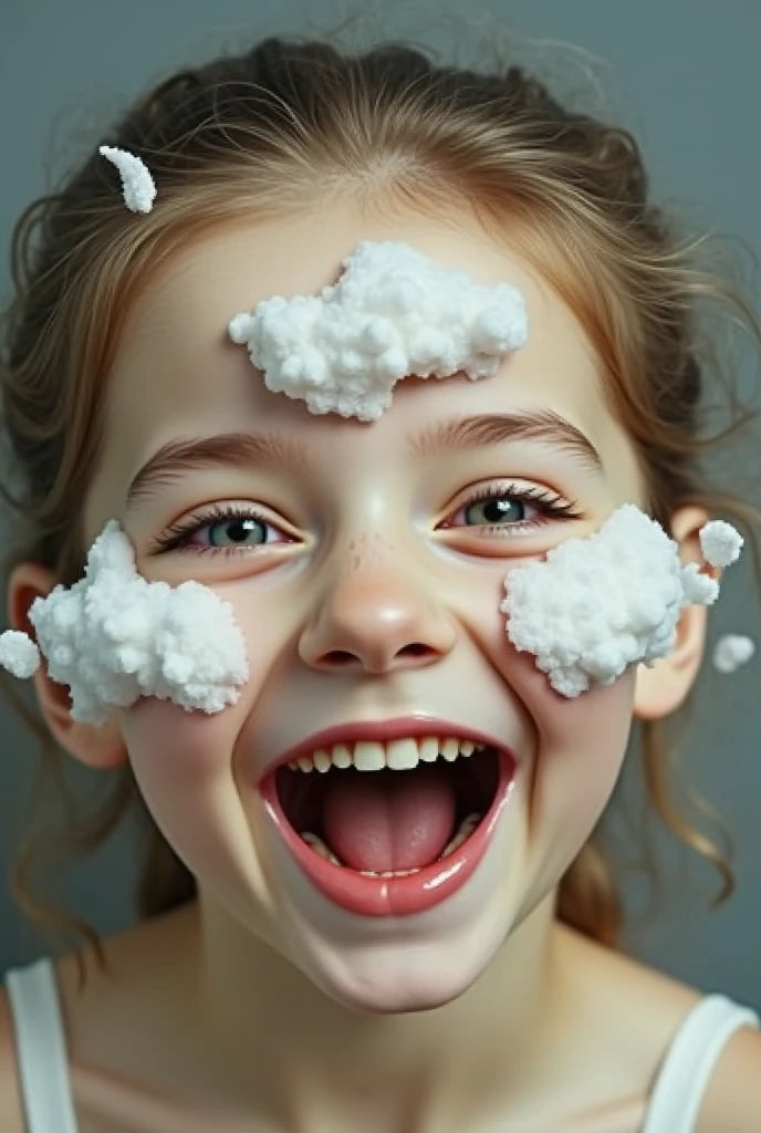 (CG Unity 8k wallpaper extremely detailed, masterpiece, best quality, ultra-detailed), (best lighting, best shadow, dynamic pose), (2women, laughing, playful) in (wedding dress, covered with white cream, wet and dripping: 1.9) participating in a (pie fight: 1.9) with them (throwing pies: 1.9), (getting smashed with whipped cream: 1.9) and getting (bombarded with pies) witj their (hair splashed with whipped cream: 1.9), (messy game), (wet and messy), (pie throwing), (cream splatters on face: 1.9), (cream splatters on outfit: 1.4), stained clothes, wet clothes, cream explosion, flying cream splash, crushed pies, smeared pies, food fight, ruined outfit, dirty hair, dirty face, whipped cream in mouth, spitting cream