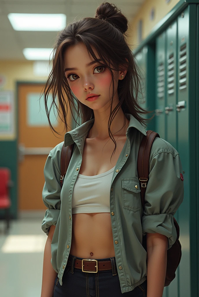 masterpiece, best quality, 2girls, (closeup), 18yo teen, slim, small breast, naked breast, nipple, locker room, desolate, watercolor, ebony