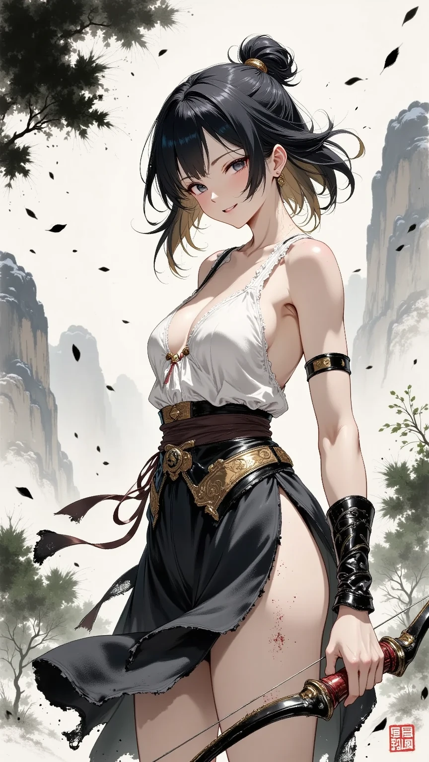 <lora:ratatatat74StyleLora_ratatatat7470:0.15>, Best quality, masterpiece, 1girl, teenager, solo, bored, tired, floating kimono, wide sleeves, stare, (ultra-detailed), hair strand, hair down, light black hair,messy hair, real, raw photo, (cowboy shot),red detailed eyes, short hair, (photorealistic:1.2), winter, dim lighting, strong rim lighting, fighting pose, off shoulders,(incredibly absurdres),( cinematic lighting), burning, (dark studio), medium breasts
