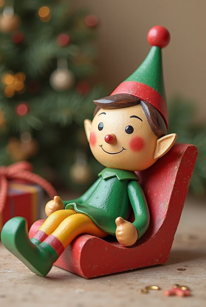Create 3d image of boy sit on white sofa set , and background is made up of elf things. Leaves and lanterns on wall