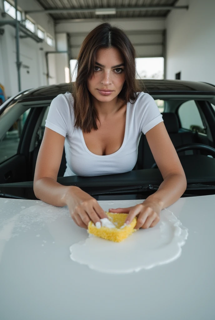As they arrived at their destination, curvy milf with very short undercut haircut couldn't contain her excitement. She quickly grabbed her phone and snapped a selfie of herself standing by the car in tight small yoga shorts and very thin and wet crop top, grinning from ear to ear as she held onto Anon's hand. Their journey wasn't long until they reached the entrance of the cozy cabin nestled deep within nature. It was indeed beautiful, just as Anon had described. The cool breeze carried the scent of freshly cut grass mixed with the smell of charcoal from the barbecue pit he had set up earlier.