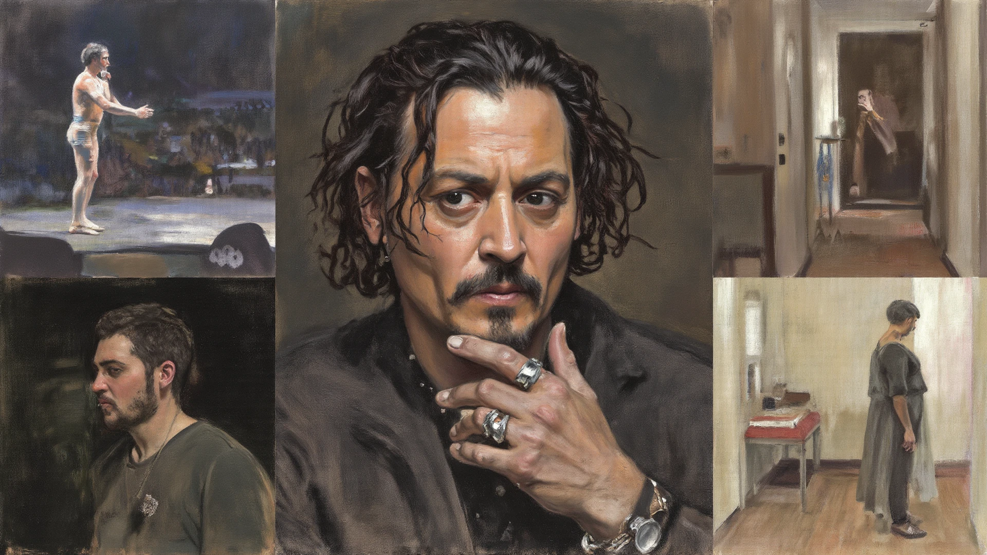 a solo portrait painting of Johnny Depp, upper body, exaggerated cartoon caricature, marsattacks style,
<lora:Mars_Attack_Style_XL_2>