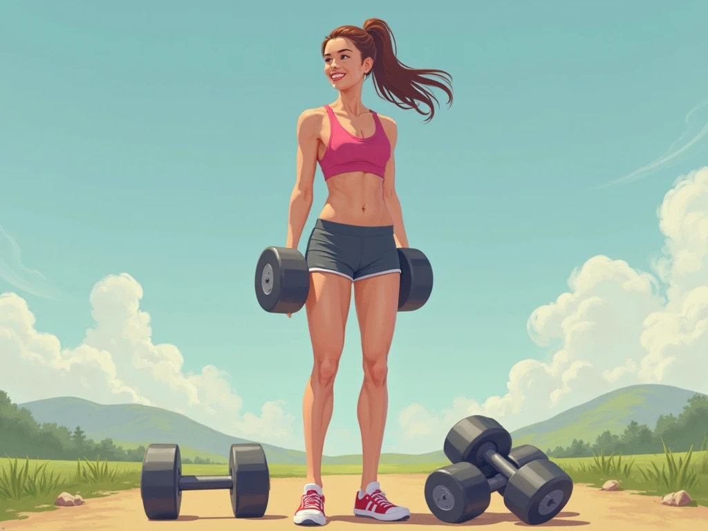 Adult woman exercising outdoors (realistic image)