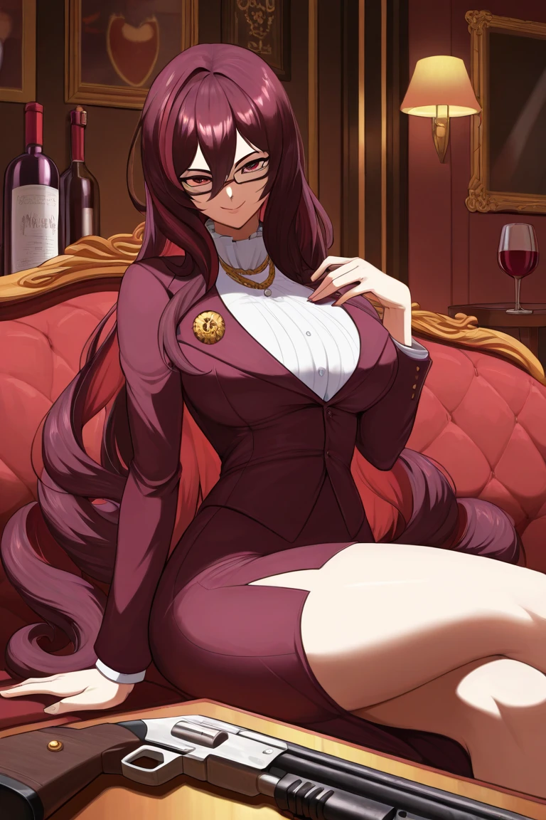 A modern-day illustration of a woman holding a wine glass with her pinky finger raised. The scene includes an elegant dining table set with fine china, silverware, and a beautifully decorated background. The woman is dressed in formal attire and the overall ambiance is sophisticated and classy. 
