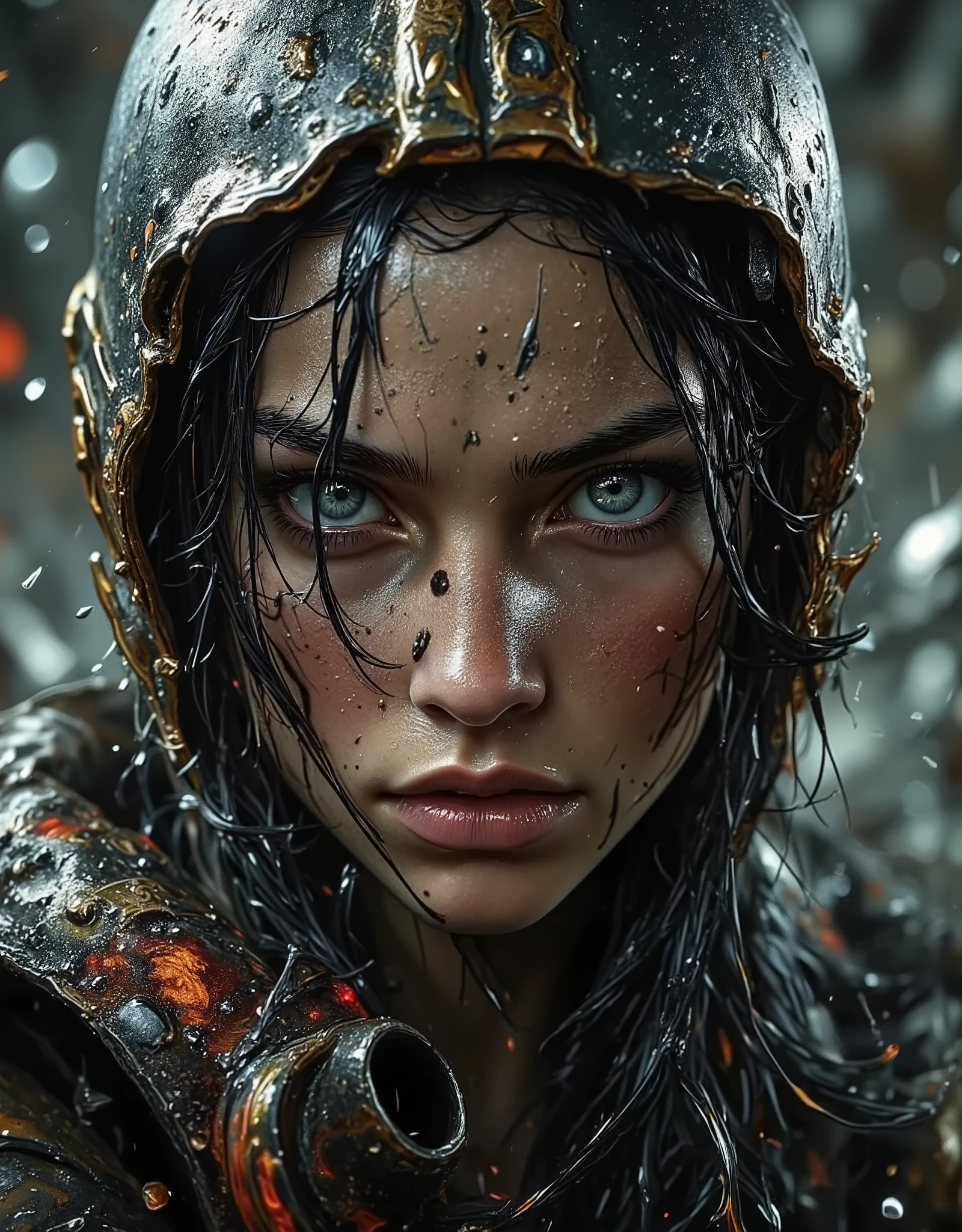 ((masterpiece, the highest quality, Highest image quality, high resolution, photorealistic studio lighting, raw photo, Extremely detailed CG unified 8k)), (stunning shot of the goddess, very hot and sexy, Breathtaking beauty, perfect proportions, beautiful body, slim body beauty :1.4), female boxer, playing a dynamic, wallpapers in professional form with various marks, and sweat, pose flowing all over her body and face