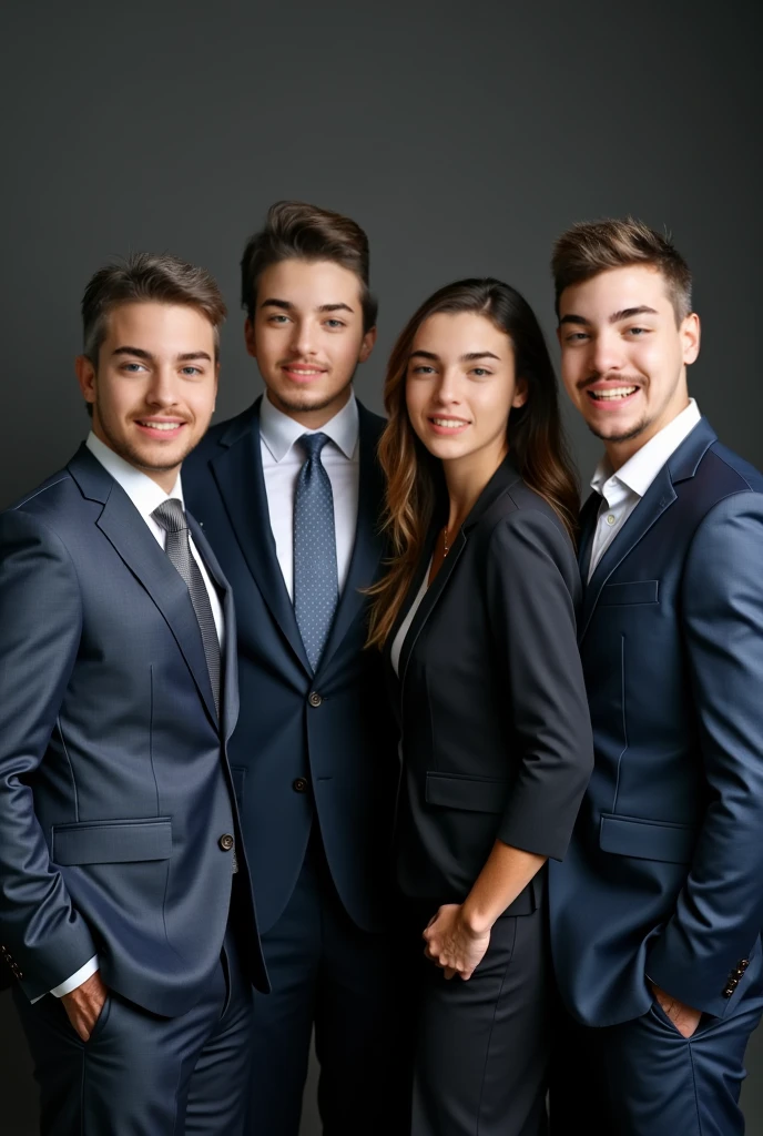 Multiple people take a group photo,Inside the company,cooperation,Business suit,handshake,ssmile,Masterpiece,Best quality,Photography,Bust photo,voluminetric lighting