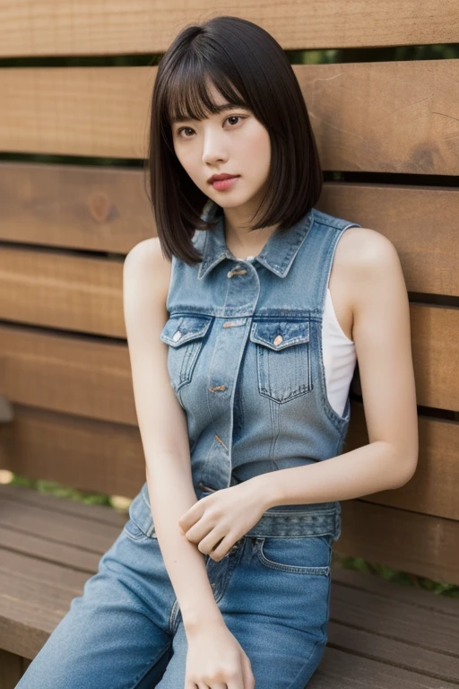 You are a professional gravure photographer.。とても美しい一人の日本人女性のphotographを創造してください。Delicate facial features、Bob Hair, Captivating Gaze、Thigh shot , Lunar Surface、Advanced Depth of Field、masterpiece、Highest quality、photograph、reality、High resolution、Very detailed、