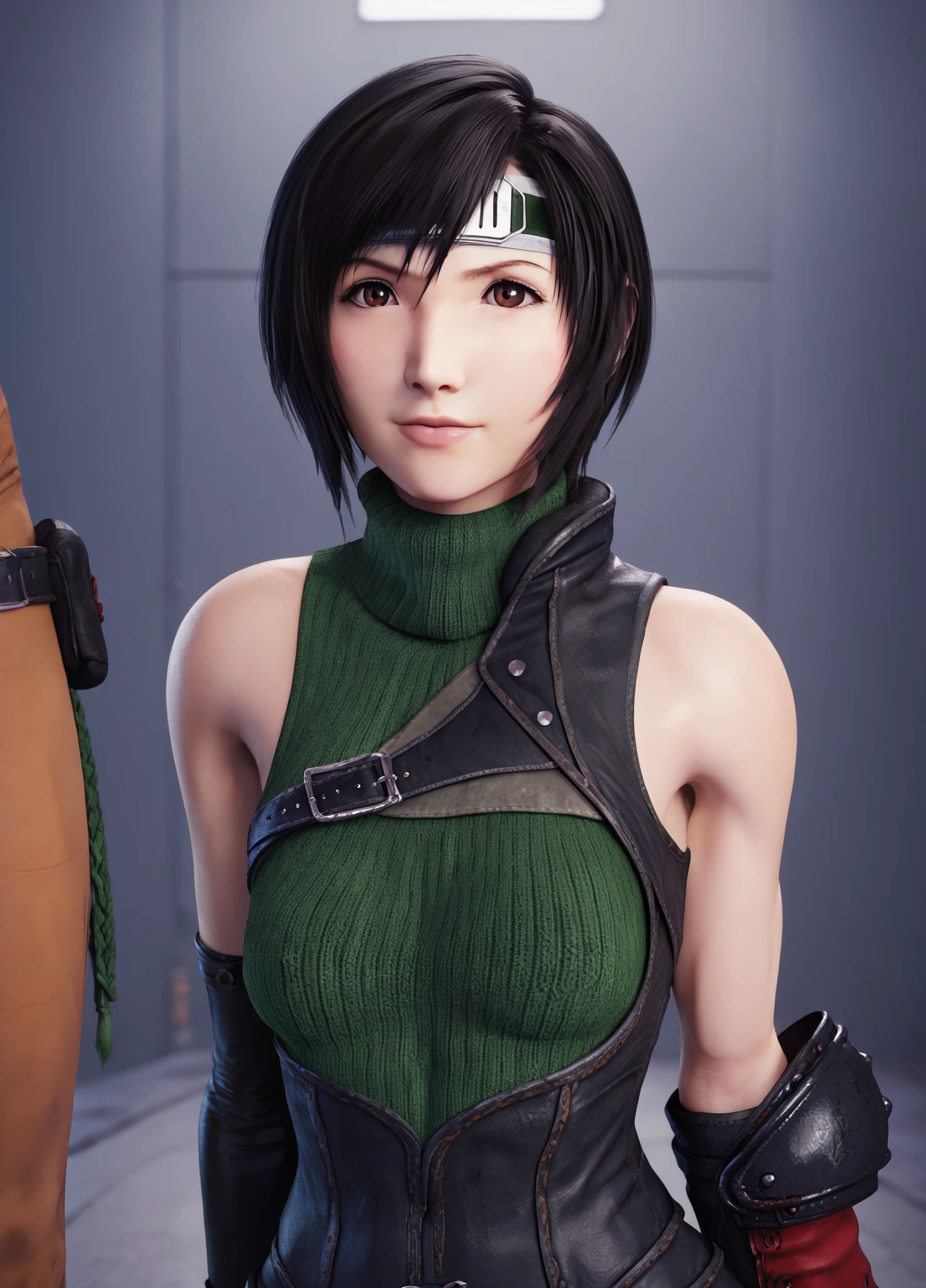 masterpiece, best quality, shizune, vest, long sleeves, pants, indoors, table, sitting, bowl of ramen, smile, 1girl,realistic ,