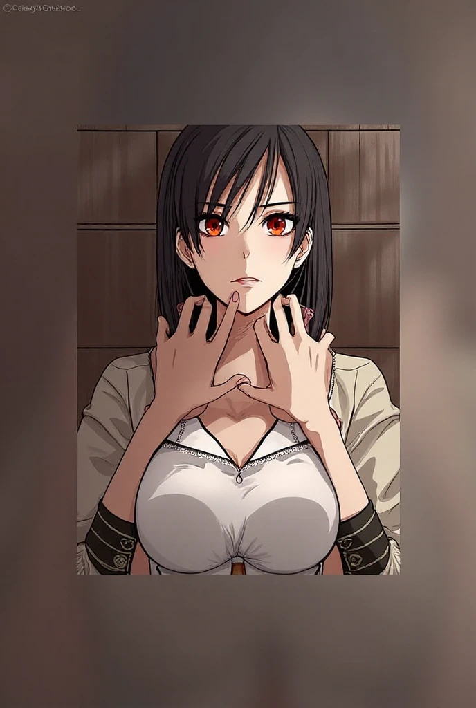 Dazzling, Armpits, intricate detailes, 1girl in, Mikasa Ackerman, (A dark-haired:1.3), hair between eye, short-haired, sideburns, s lips, shut, Yui, s lips, ​masterpiece, best qualtiy,  hason, Baezon, Black eyes,Black eyes, muscle, medium breasts, sucking a man dick , sucking a man dick, sucking a man dick, sucking a man dick