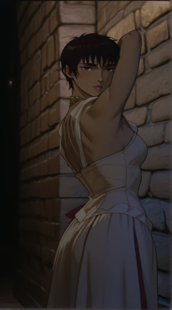 photo of mlp Meowko, RAW, beautiful woman, ((portrait)), ((detailed face:1.2)), ((anime face, anime facial feature, beautiful anime mouth, clear skin, clear skin), (short messy lesbian haircut, one shaved side, brunette: 1.55),  (perfect proportioned body, Strong, muscular, narrow waist, narrow hips, skinny, large breasts), (arched back, (wearing wearing pink corset, pink skirt, tiara), (city balcony, midnight city, stary sky), (realistic photo, best quality, detailed), (8k wallpaper), (cinematic lighting, beautiful light, (day:1.3)) (sharp focus, intricate)