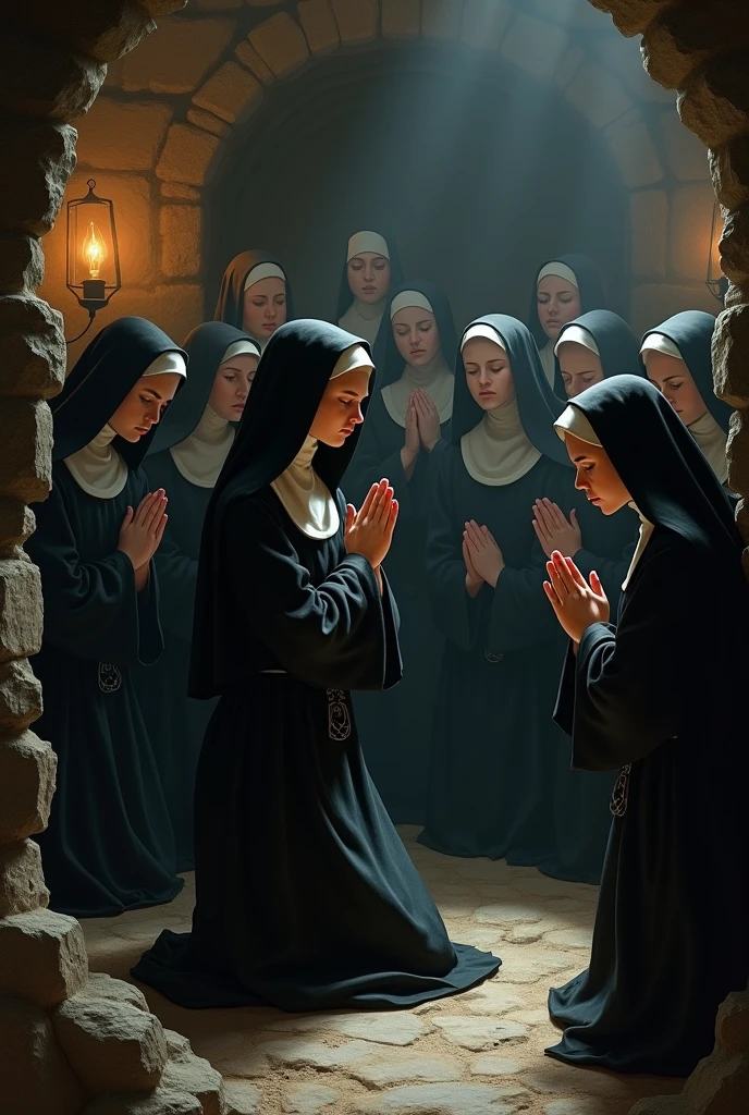 The Nuns Praying inside of chapel