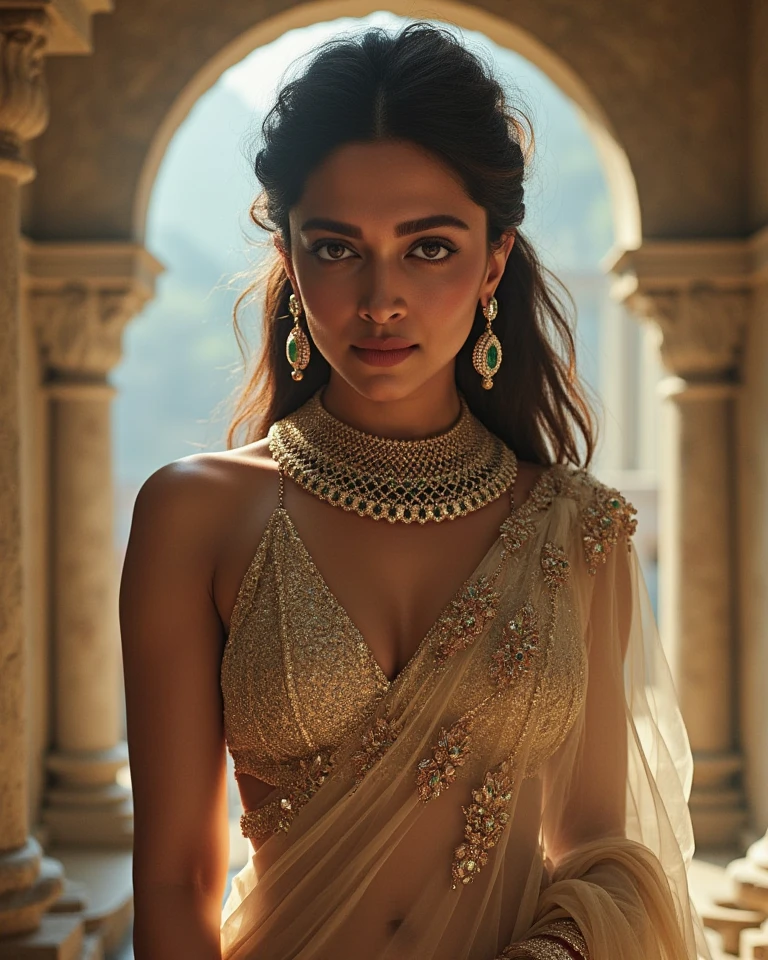 "Imagine an AI-generated image that transforms Mila Kunis into a majestic Greek goddess. Envision her draped in ethereal, flowing robes adorned with symbols of ancient mythology. Picture her with divine features, radiating strength and beauty, as she holds artifacts of power associated with the gods. Surround her with an aura of celestial light, and place her within a mythical landscape inspired by ancient Greece. Capture the essence of Mila Kunis as a modern interpretation of a Greek goddess, blending her contemporary charm with the timeless elegance of classical mythology."
