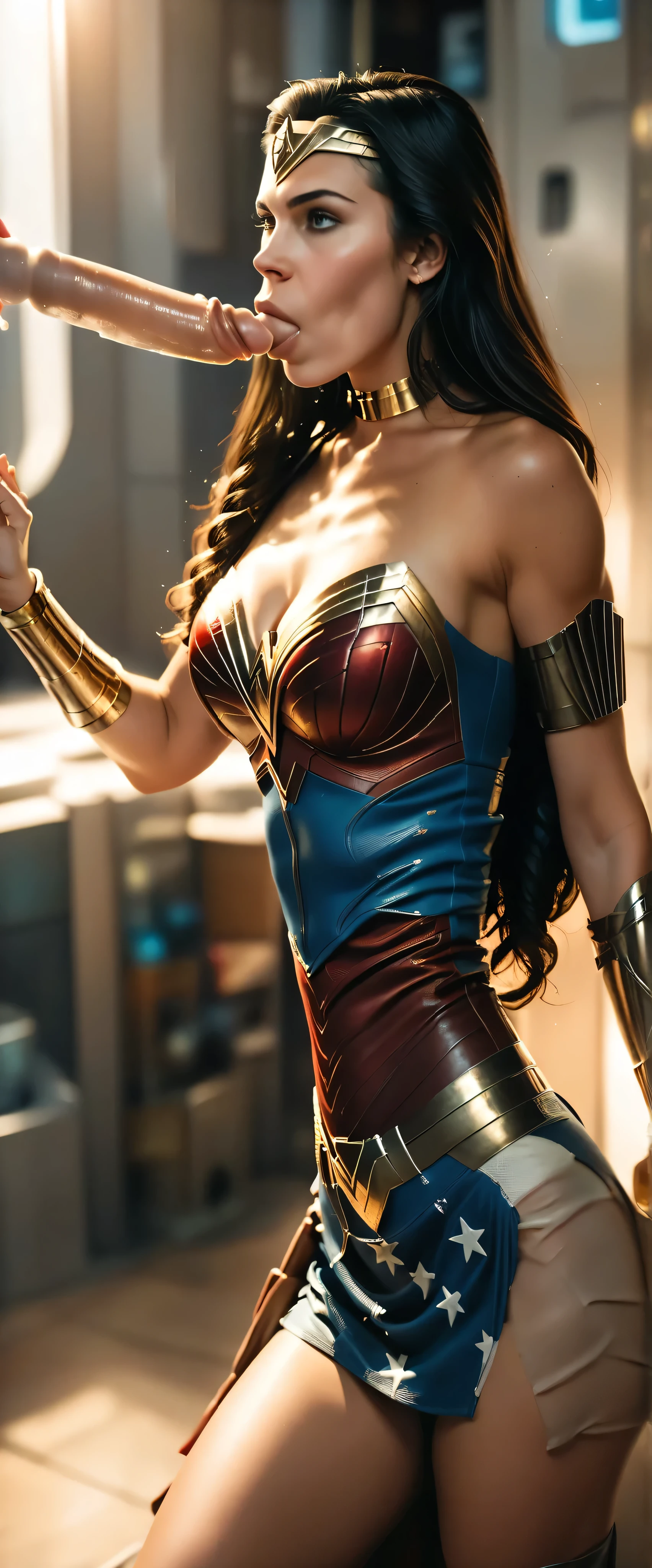 busty Wonder Woman from Marvel Comics,deepthroat_blowjob at porn movie, anatomically_correct,rating_safe