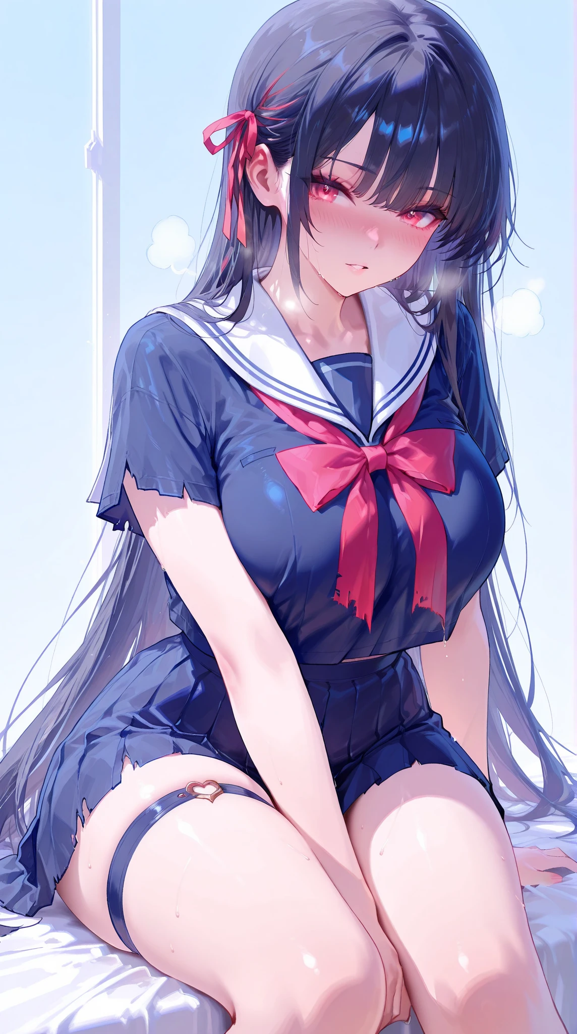 Black Hair Big Tits Female university student straight Sexy Put your index and middle fingers inside your pussy Climax Clear liquid spurting out of her pussy Ahegao Nipples exposed naked