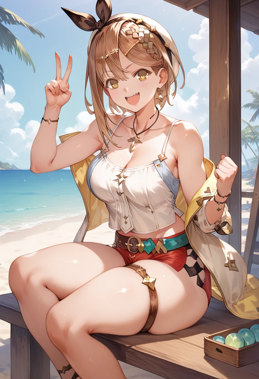 masterpiece, highest quality, High resolution, Highly detailed CG, First default, First closing, Bare thighs, One Girl, belt, flask, chest, alone, Laughter, Seaside,Black lace underwear,Sumo,Four threads.Brown Skin,After sunburn,Seaside,Squat,Kneel,boots,Spread your legs,Hip,smile,The fabric is thin,See-through,fun,Open your hands,inserted by a man,Trance,Realistic depiction,