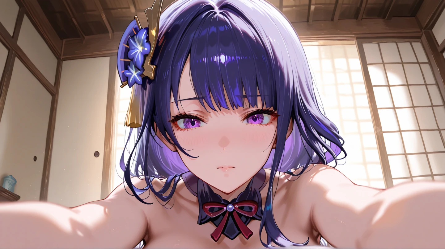 masterpiece, middle ages, Castle, 1 boy, gray eyes, purple hair, twintails, short hair, ((nude)), cute eyes, medium breast, (((((glaring))))), ((from above)), ((front)), open mouth, Vivid depiction, , ((abs)) ahegao, ((small breasts)), hair ornament, smile+happy, smile sitting in a chair (tooth), ((looking up:1.3))), (face close up:1.5) orgasm, scared,big breasts, Sweat, angry