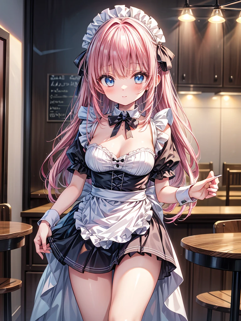 masterpiece, best quality, very detailed, high resolution, expensive resolution, high resolution, 4K, 8k, Unity 8k wallpaper, highly detailed CG, masterpiece, 2D, 3D, beautiful details, depth, fine texture, best quality: 1.3, perfectly focused, crispy skin, he,
Very cute anime girl, two girls who are employees of a night bar, sexy dress, big breasts, expensive pink medium long hair and brown short hair, two girls, night bar, mole under eye, looking at the viewer, expensive, blush, mole, lips parted,, heart, pink eyes, choker