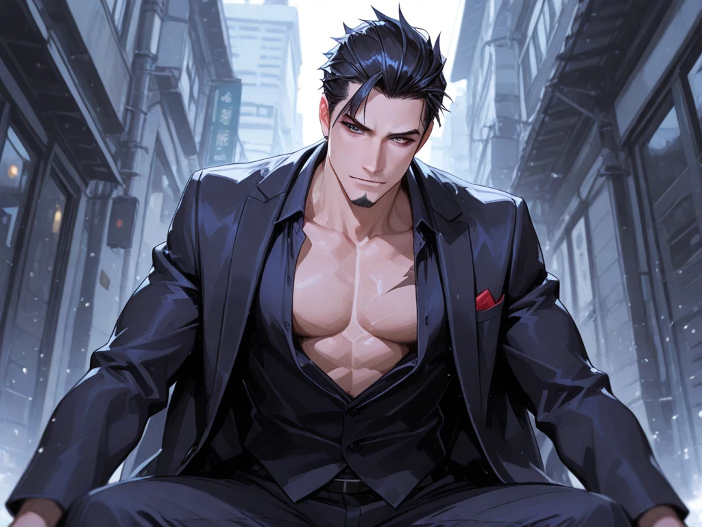 1man, mafia, short black hair,  dark night, dangerous, random pose, handsome, attractive, slightly muscular, cinematic lighting, unreal engine, trending on ArtStation, intricate details, masterpiece, best quality, by Irakli Nadar, Greg Rutkowski，(((best quality))),(((ultra detailed))),(((masterpiece)))