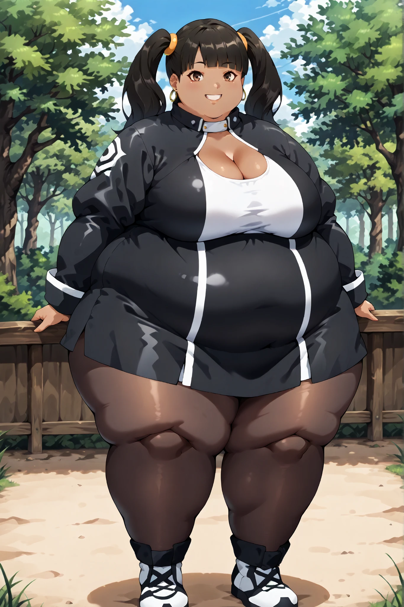 Nitocris(FGO), dark skin female, ((highres)), Masterpiece, high quality, best quality, beautiful, perfect lighting, detailed face, ultra cute face, (((1girl))), ((solo)), blush, medium breasts, ((wide hips)), ((thick thighs)), ((plump)), chubby belly, fat folds, belly hang, standing, touching each other,