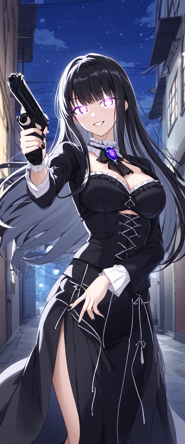 best quality, masterpiece, highres, solo, {black business suit:1.40}, {tie:1.20}, {sunglasses:1.25}, {white gloves:1.15}, {white shirt:1.10}, {black skirt:1.15}, {smoking:1.20}, handsome, {musashi_azurlane:1.15}, animal_ears, long_hair, fox_ears, animal_ear_fluff, black_hair, facial_mark, breasts, bangs, hair_ornament, yellow_eyes, large_breasts, fox_girl, cleavage, jewelry, necklace, very_long_hair, magatama, magatama_necklace, smile, blush, ahoge