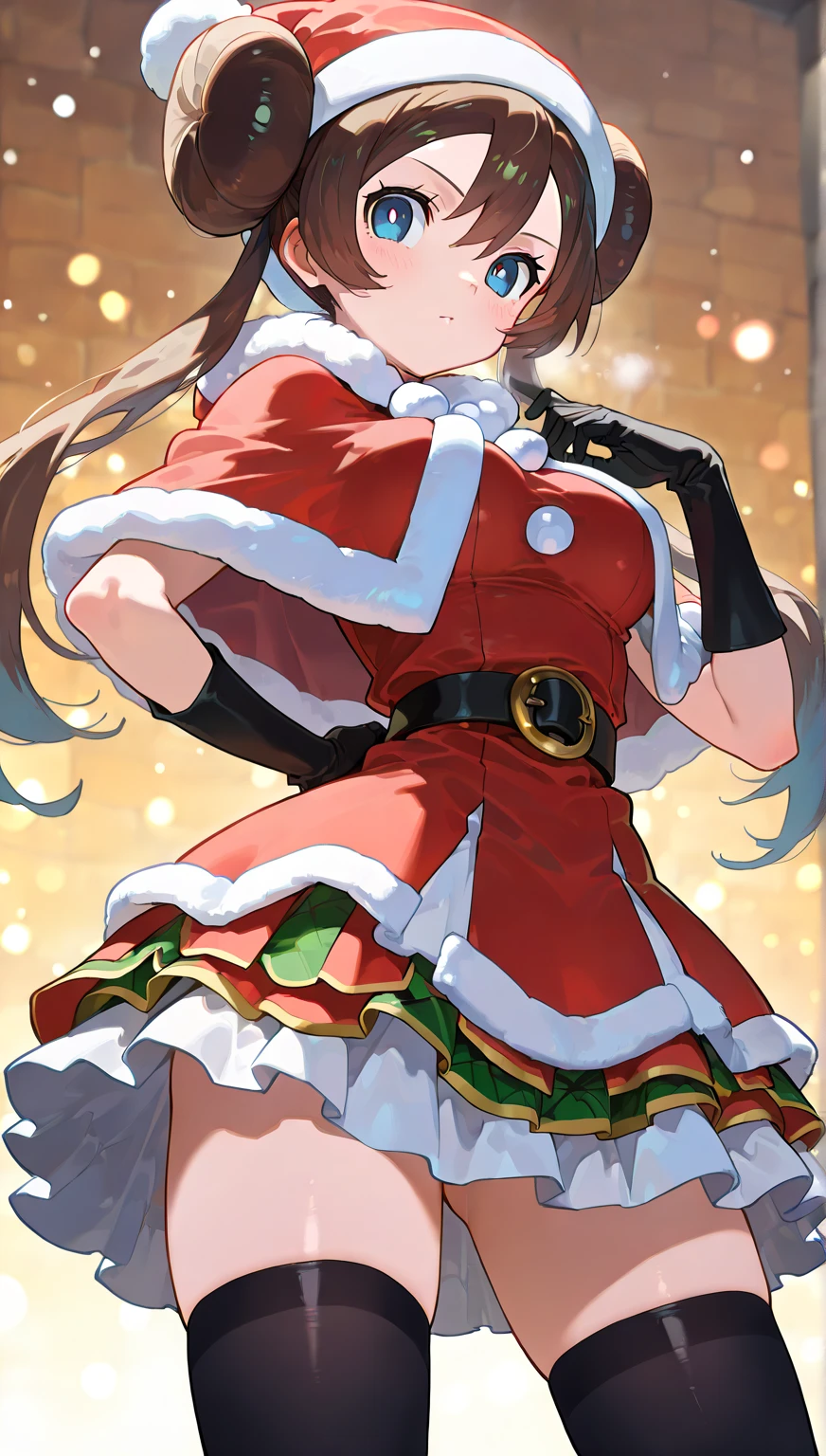 masterpiece, best quality, <lora:kaf3-5:1>, christmas_dress, little_smile, solo,
