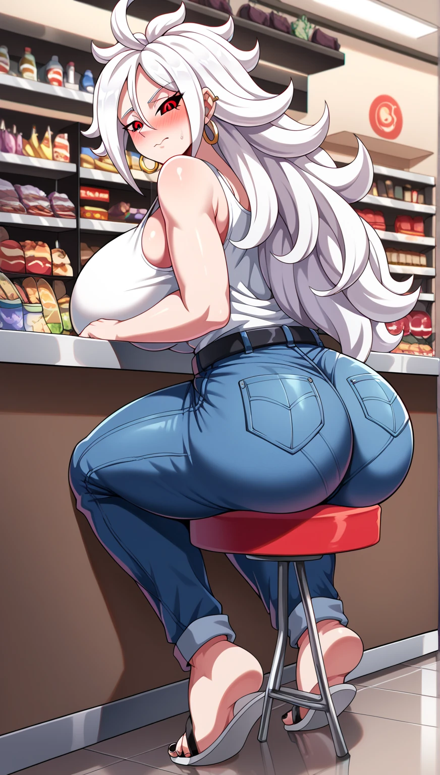(masterpiece, best quality),(absurdres absolutely resolution),(8k),(detailed beautiful face and eyes),(detailed illustration),(super fine illustration),(vibrant colors),(professional lighting),nice hands,perfect hands,perfect anatomy,a picture of a woman bends down trying to get something out of a vending machine,1girl,office lady,high heels,solo,skirt,long hair,ass,striped,pencil skirt,