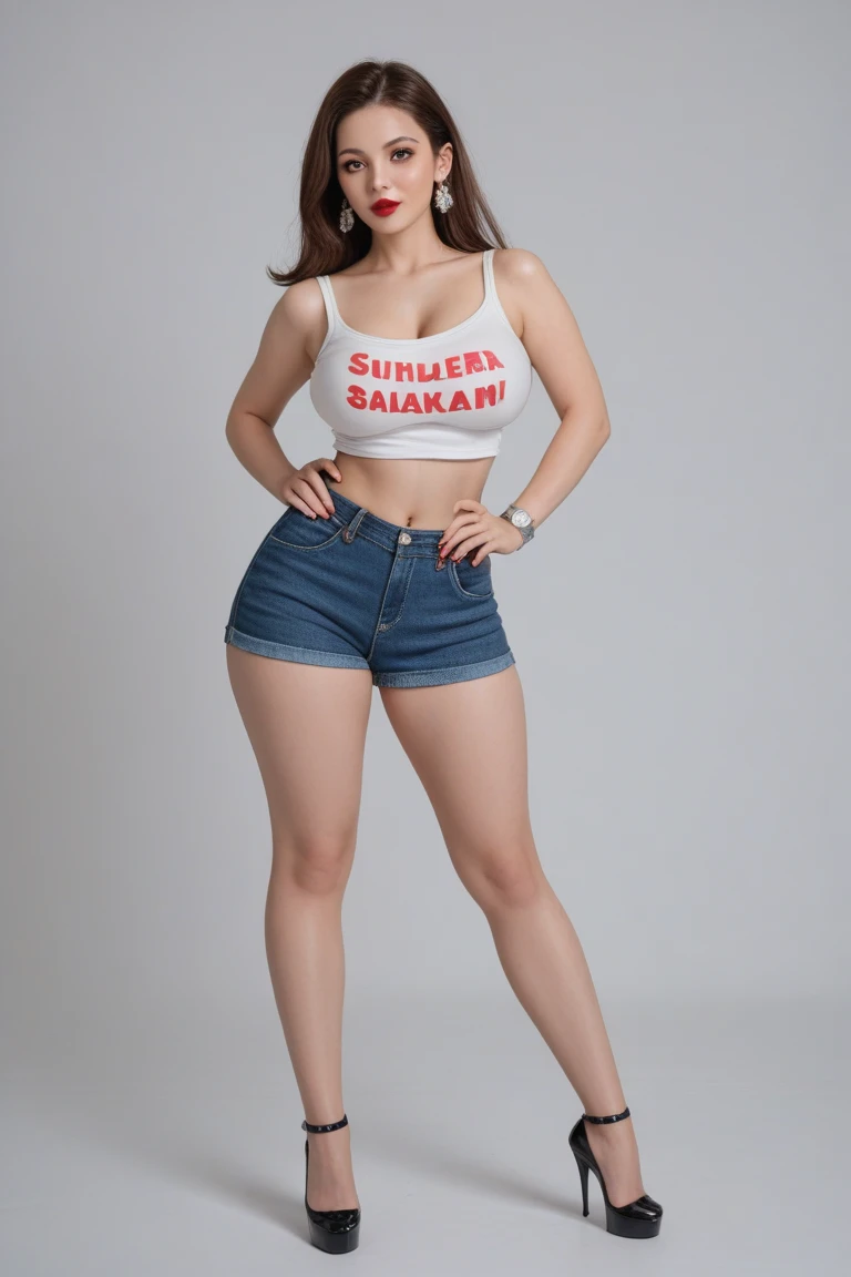 A close up of a woman in a bikini posing for a picture, wearing nba jersey, bra and shorts streetwear, sport bra and dark blue shorts, wearing basketball jersey, sport bra and shirt, wearing a volleyball jersey, sport bra and shorts, photo of slim girl model, 2 4 year old female model, cute sportswear, boutinela bikini, bra.
Masterpiece, ultra detailed, realistic, photo realistic, high detail RAW color photo, professional photograph, extremely detailed, finely detail, lens flare, Dynamic lighting, 8K, RAW Photo, Best High Quality, Masterpiece: 1.2, Ultra HD: 1, High Detail RAW Color Photo, Pro Photo, Realistic, Photo Realistic: 1.5, Live Photo, Super detailed, Masterpiece, Real Skin, Realistic Skin, Realistic HD Eyes, Highly detailed Eyes, Perfect Eyes, Perfect face, Perfect fingers, extremely detailed face, extremely detailed eyes, extremely detailed skin, perfect anatomy.