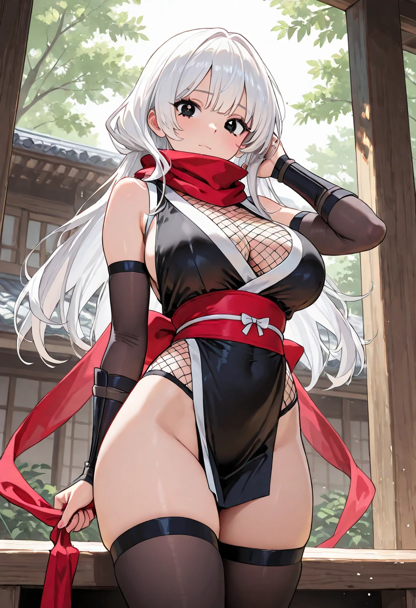 a very feminine japanese anime girl in some very provocative undies, 1girl, solo, breasts, stomach, smile, navel, side ponytail, long hair, thigh strap, blue eyes, looking at viewer, bare shoulders, long sleeves, grin, open clothes, underboob, huge breasts, paper lantern, thighs, pelvic curtain, off shoulder, white hair, lantern, chinese clothes, halo, floral print, very long hair, cup, sleeveless, standing, (groin:1.4), (windy:1.4),muscular, muscular female,thighs, fit ,abs ,leg muscles ,arm muscles ,back muscles