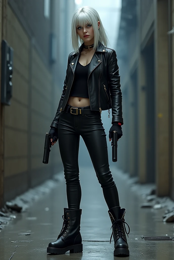 cinematic film still of  <lora:Cyberpunk Style:1>
a woman holding a large sword in a city,bionic,transhuman,Dystopia,Dystopian,kakotopia,Science fiction,high tech,low life,societal collapse,Artificial,Posthuman,future,futuristic,Artificial intelligence,Cyborg,genetically-enhanced humans,sci-fi,Cyberpunk Style,1girl,long hair,breasts,multiple girls,blonde hair,standing,jacket,weapon,white hair,boots,outdoors,multiple boys,open clothes,solo focus,belt,pants,english text,open jacket,black jacket,gun,night,umbrella,crossed arms,sunglasses,ground vehicle,building,scenery,motor vehicle,science fiction,rain,city,sign,aircraft,car,road,holster,street,crowd,city lights,cyberpunk,neon lights , Cyberpunk Style, shallow depth of field, vignette, highly detailed, high budget, bokeh, cinemascope, moody, epic, gorgeous, film grain, grainy