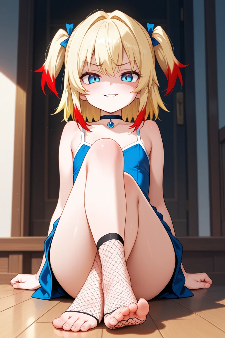 anime cg, highresolution, cute , smile, trainingroom, (RED Ribbon on HAIRband:1.2),Blonde hair, pink gradient sports wear, pink gradient highleg gymwear, squatting,(pointy_groin,underboob,from below)