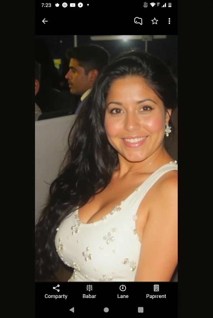 arafed woman in a white dress posing for a picture, lorena avarez, looks like laura barriales, about 3 5 years old, a beautiful woman in white, karla ortiz, close up half body shot, she is about 40 years old, she is about 4 0 years old, alanis guillen, 30 years old woman