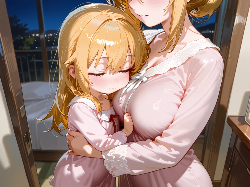 nsfw, Top quality, masterpiece, ultra high resolution, , (top quality, high resolution, 4K, detailed lighting, shaders, perfect anatomy, perfect proportions), eye of the beholder, (masterpiece, top quality) (top quality, 4K, 8K, high resolution, masterpiece: 1.2), highly detailed, (masterpiece: 1.3, top quality, ultra high resolution, ultra detailed), (top quality: 1.2), perfect eyes, perfect face, perfect lighting, (top quality, 4K, 8K, high resolution, masterpiece: 1.2), highly detailed, (top quality, 4K, 8K, high resolution, masterpiece: 1.5), highly detailed, masterpiece, top quality, ultra detailed, top quality, high resolution, 32K CG, very delicate and beautiful, illustration, high resolution, sharp focus, front lighting, glow, girl with her baby girl, smiling, very beautiful and detailed anime face, very detailed eyes, ((masterpiece)), ((best quality)), (super detailed), ((cute)), cute, ((very detailed)), 4K, (8K), best quality, (best quality, 8K, 32k, masterpiece, super high resolution, very detailed, impressionistic:1.2), blurred background, four fingers and 1 thumb, Nsfw, ((outside )), A beautiful blonde in her twenties is topless in beautiful beach with her baby, palm trees,((topless )) stunning sunset, sitting wariza, white panties , ((breastfeeding to the baby)). ((baby is very cute brond girl)),She has ponytail with red ribbon, break, Her breasts are big ,( small cute pink nipples). She notices your gaze and smiles shyly.  Take a glance at her baby, four fingers and 1 thumb, full body, From side. Slender body. Perfect proportions. 
