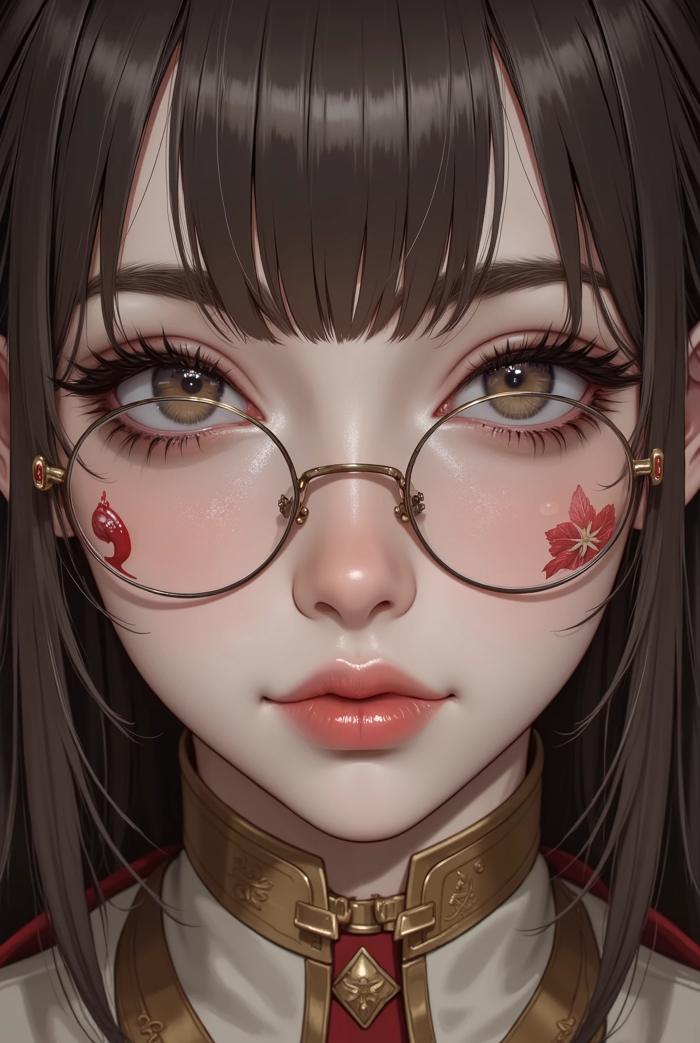 masterpiece, best_quality, 1 girl, One, Ten, , red glasses on head,