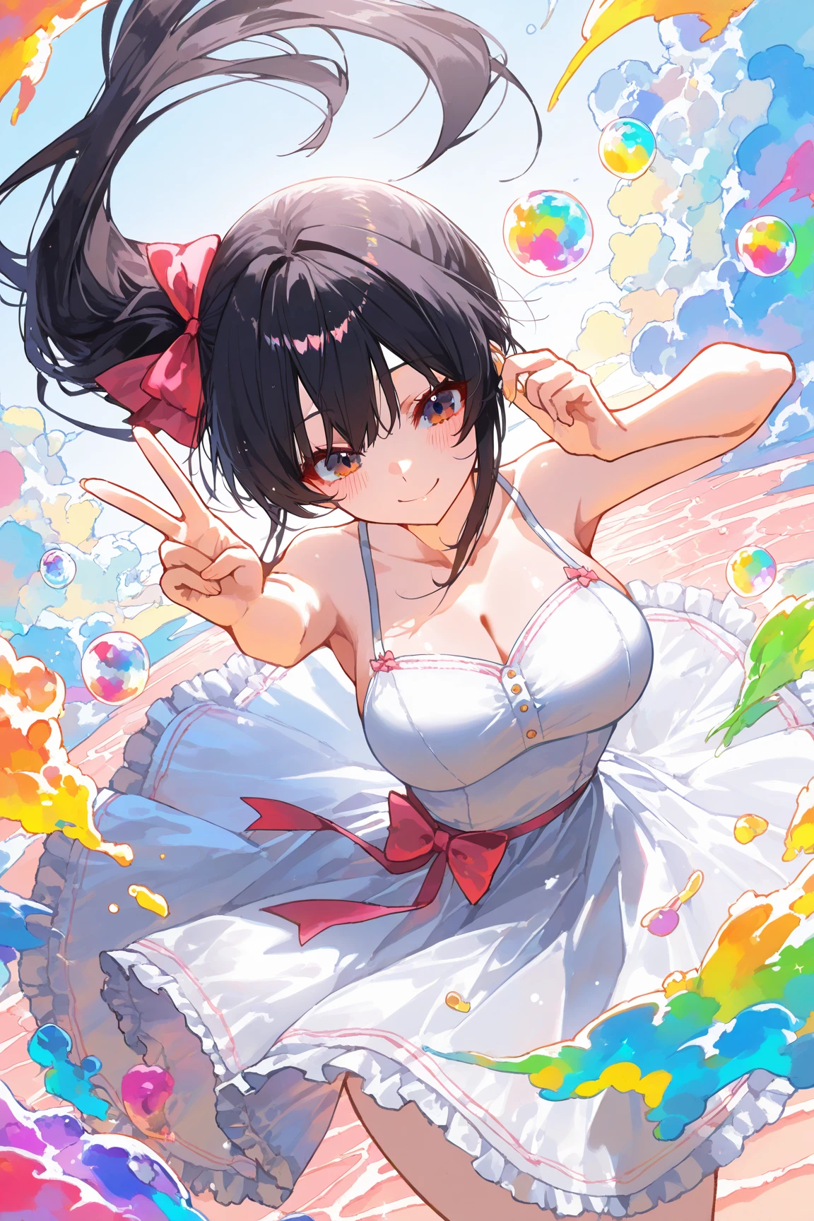 chubby woman, black hair, shortcut, round eyes,Navel exposed,stomach