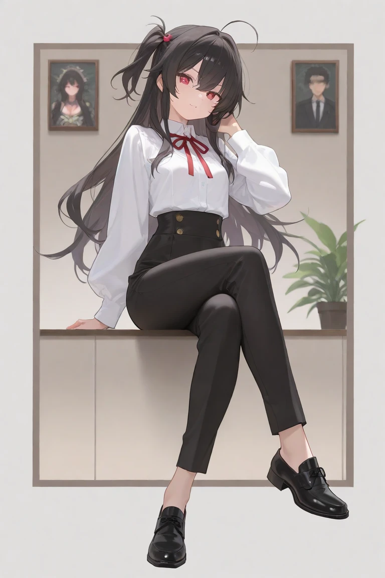 finest, masterpiece, High resolution, (Full body view from head to toe), front, frontやや下からの構図, Symmetrical, 18 year old girl, alone, (whole body from head to toe), small breasts, brown hair, slightly messy hair, long hair, bangs, (black tights), ( (black pantyhose), black pantyhose, (squating pose), show me your white panties, slender beautiful legs, とても美しい18 year old girl, (not wearing shoes), blush, shy big eyes, messy hair, looking at camera, show me your white panties, Blazer uniform appearance、Checkered pleated skirt、Pure white underwear