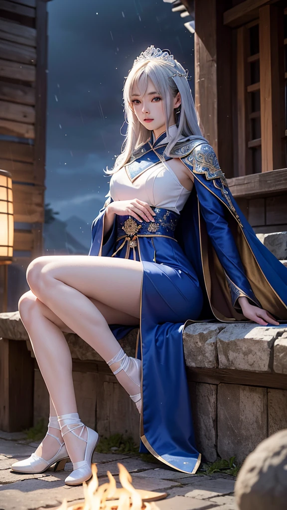 **Prompt:** Create an ultra-realistic 8K resolution image of Tsukuyomi, the Japanese moon god from Shinto mythology, reimagined as the ultimate magical girl while retaining the deity's iconic features. Tsukuyomi is depicted as a radiant magical girl with long, flowing silver hair that sparkles with a celestial glow. Her eyes are luminous, reflecting the light of the moon, and they hold a mysterious yet enchanting allure.
She is dressed in an elaborate magical girl outfit that blends traditional Japanese elements with modern magical girl aesthetics. The outfit features a flowing, moonlit silver dress with intricate designs resembling the phases of the moon, adorned with delicate ribbons and lace. Her waist is cinched with a silver belt that has a crescent moon buckle, and her sleeves are puffy, adding a touch of cuteness to her divine appearance.
Her accessories include a magical staff topped with a glowing crescent moon, which she wields gracefully. A tiara with a moonstone gem rests on her head, symbolizing her connection to the lunar deity. Her boots are knee-high, sleek, and silver, with crescent moon accents on the sides.
The background showcases a mystical night sky filled with stars and galaxies, with the full moon shining brightly above her. Sparkling dust and magical symbols float around her as she strikes a powerful yet elegant pose, ready to harness the moon’s magic to protect the world. The scene captures the essence of Tsukuyomi’s divine power transformed into an irresistible and majestic magical girl form.