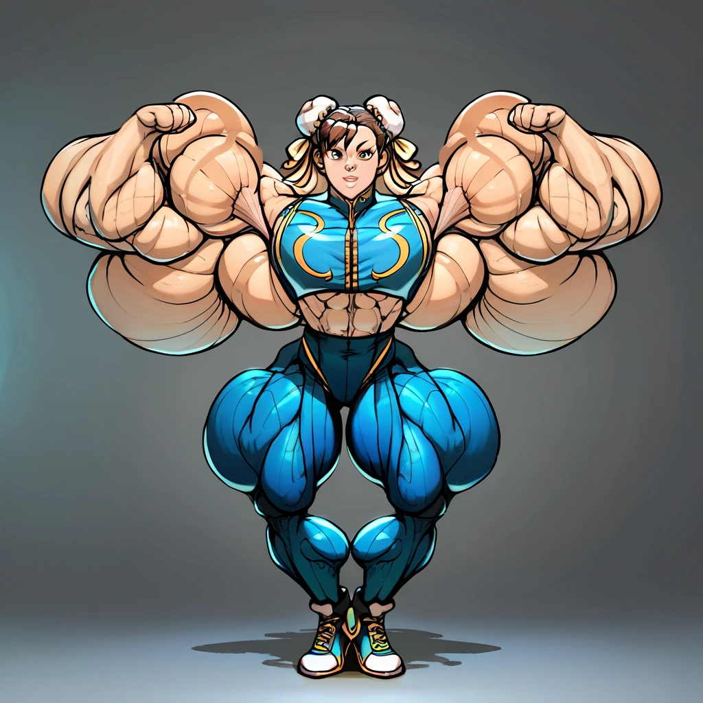 (masterpiece, best quality, high resolution), huge breasts, bimbo, muscle_bimbo, huge breast, thick thighs, perfect body, (perfect hands, perfect fingers, perfect eyes), ((detailed hands, detail fingers, detailed eyes)), (((huge muscles))), ((smaller lips)), big breast, big muscles, big legs, (solo), ((1girl), ((high heels)), long curly blonde hair, green eyes, track suit, standing, body stretching, brighten skin, 8k, Highest quality, score_9, score_8_up, score_7_up, score_6_up, score_5_up, score_4_up, anthro mouse gadget hackwrench, blonde hair